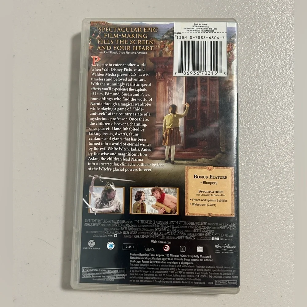 PSP Chronicles of Narnia Feature Film UMD Video